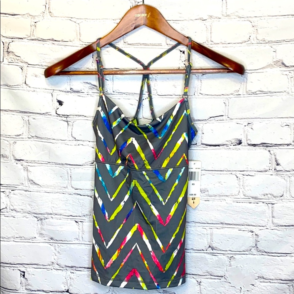 Inspired Hearts Gray Neon Green Exercise Top Size X-Small
